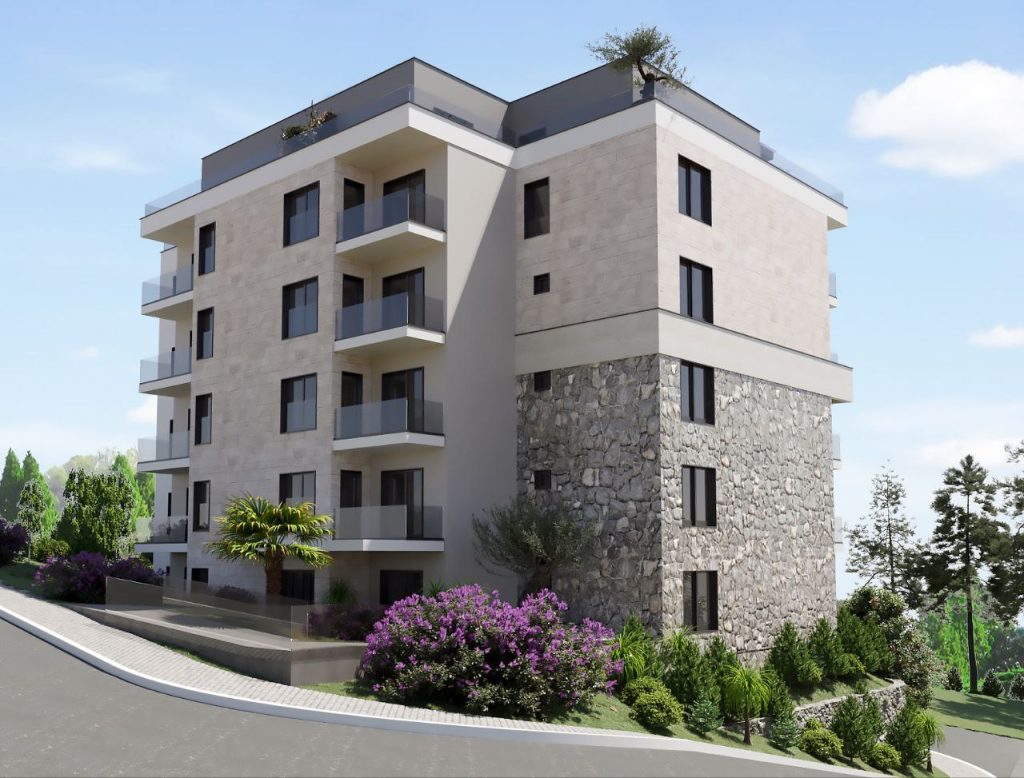 Modern apartment on the 1st floor with a terrace  in a new premium residential complex under construction in Budva.
